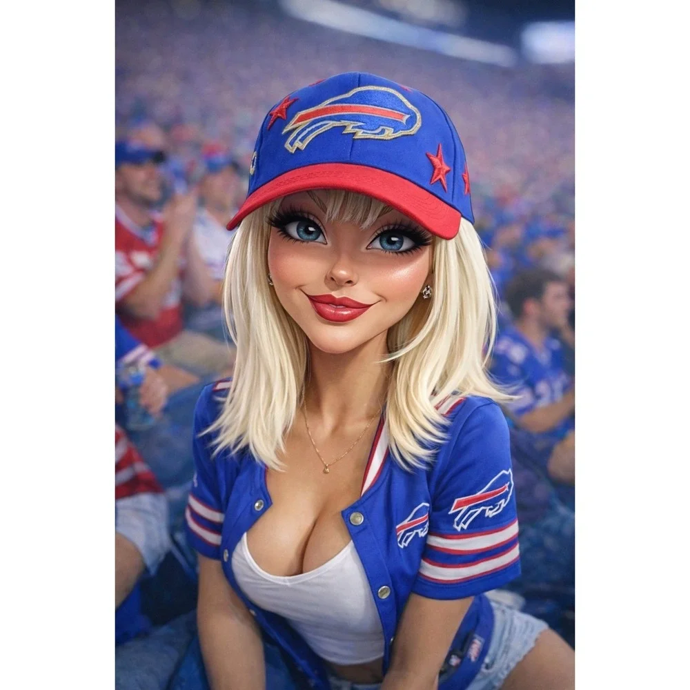 Buffalo Bills Hat Blue Red Baseball Cap Embroidered Logo‎ Gold Glitter Script